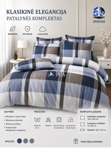 Patalynės komplektas „Klasikinė elegancija“ 5D Patalynės komplektas „Klasikinė elegancija“ 5D